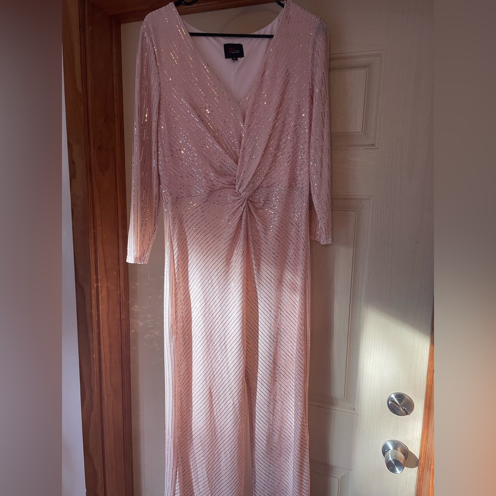 Rose gold and blush pink John Meyer dress. Brand new. Size 14. Mid thigh slit.